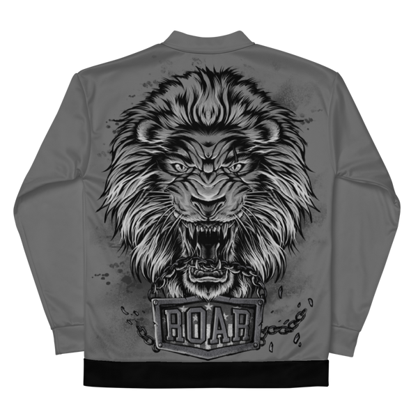 Roar Unisex Bomber Jacket (Contrasting Trim) - Gray/Black