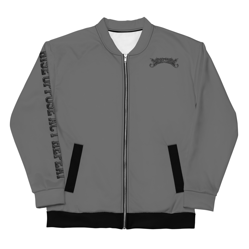 Roar Unisex Bomber Jacket (Contrasting Trim) - Gray/Black