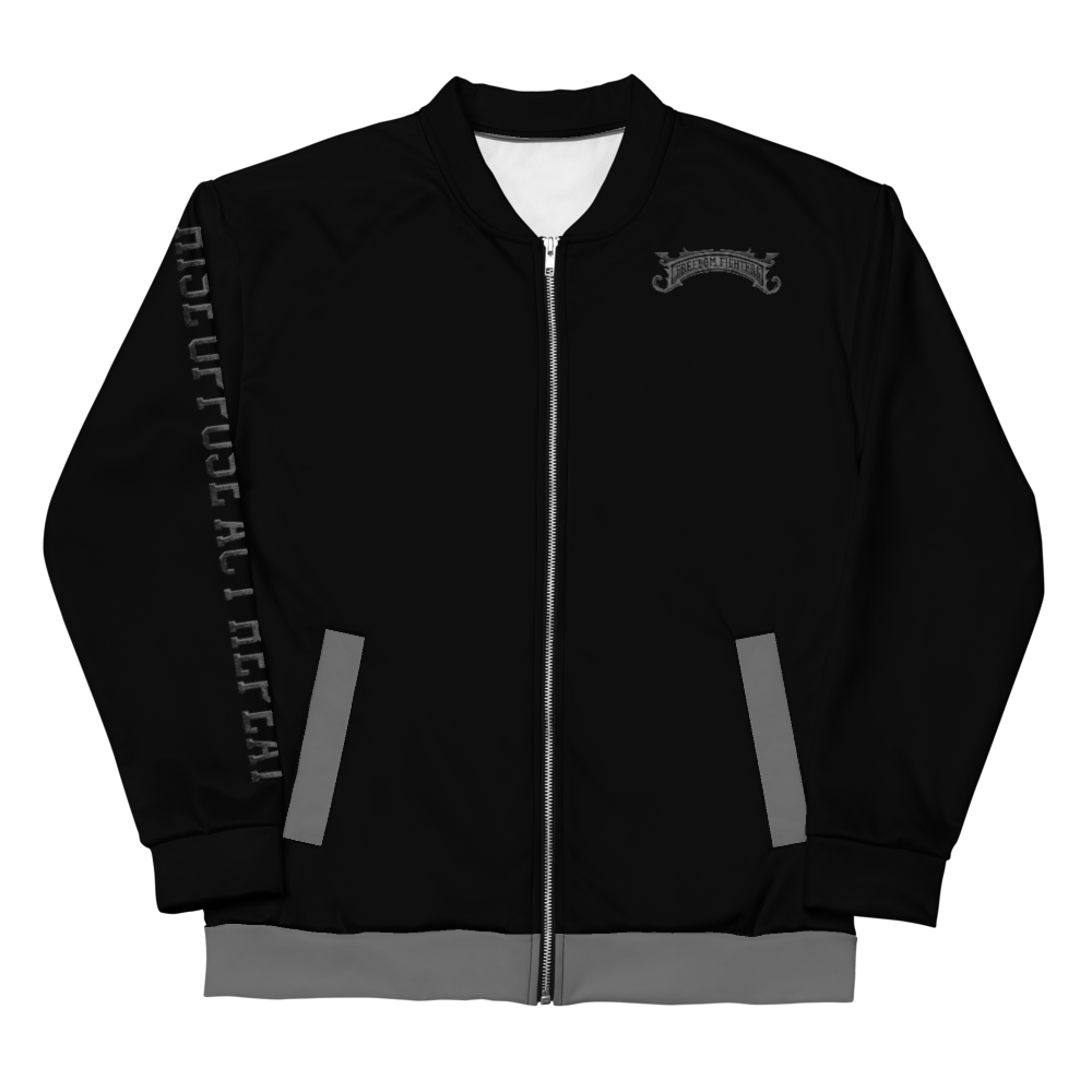 Roar Unisex Bomber Jacket (Contrasting Trim) - Black/Gray