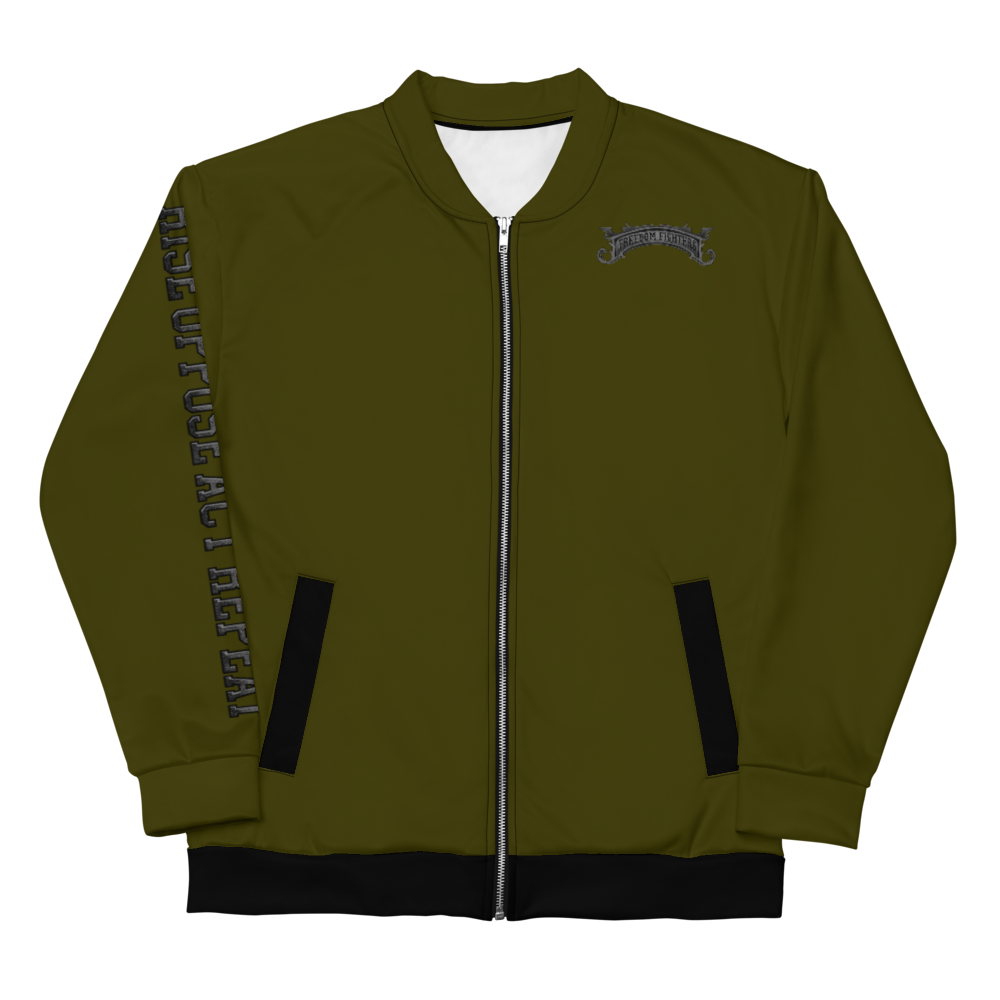 Roar Unisex Bomber Jacket (Contrasting Trim) - Green/Black